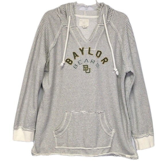 Baylor Bears Womens  Sweatshirt 2X Baylor University Hoodie Ivory Gray Stripe - Picture 1 of 10